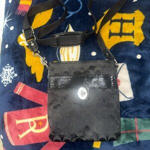 Black coach Crossbody Bag with Silver Accents